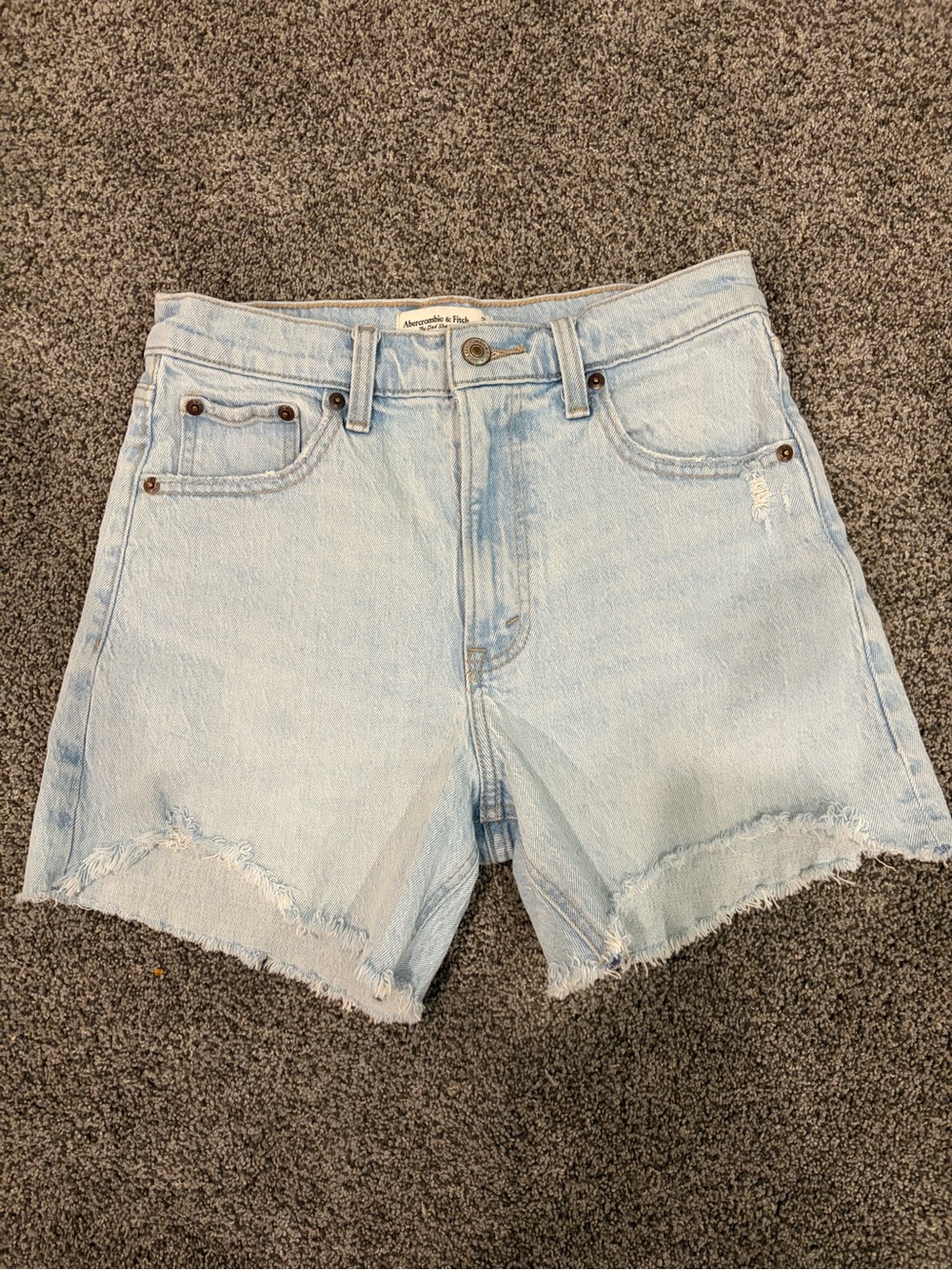 Abercrombie & Fitch Light Blue Distressed Denim Shorts